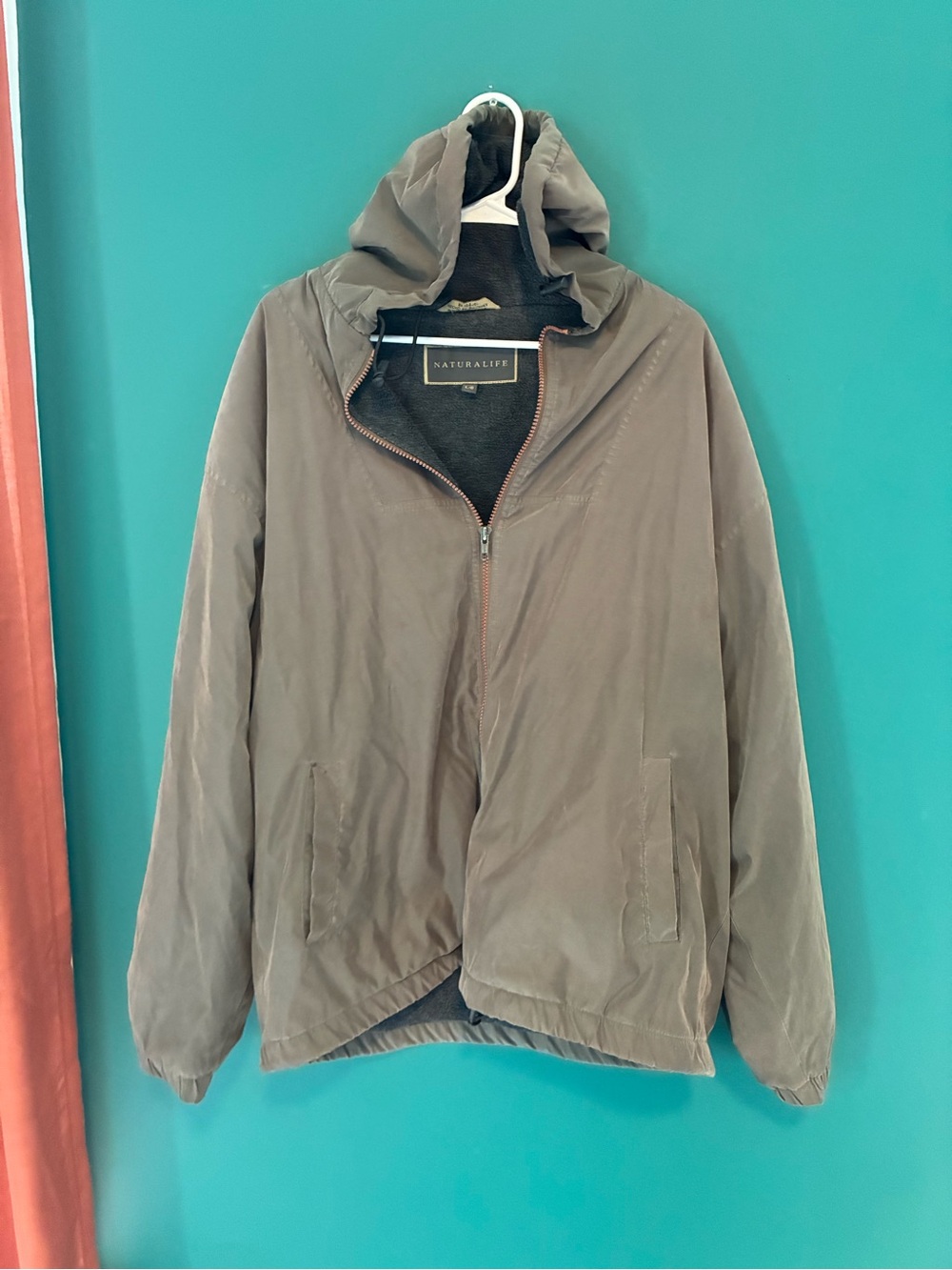 NATURALIFE Men's Olive Hooded Zip Jacket